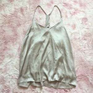 Satin silver/grey racerback tank top
